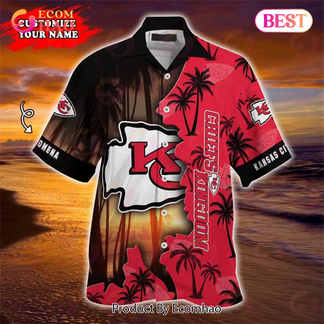 SALE NFL Kansas City Chiefs Hawaiian Shirt Tropical Flower Short Sleeve