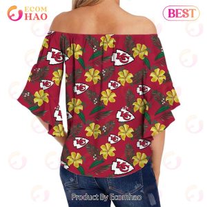 SALE NFL Kansas City Chiefs Shirt Womens Floral Printed Strapless Short Sleeve