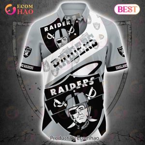 SALE NFL Las Vegas Raiders Button Up Shirt Short Sleeve Big Logo