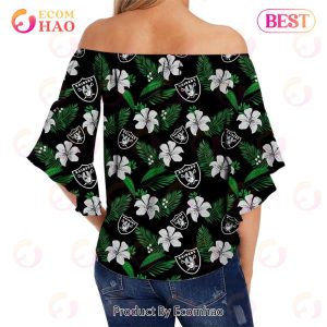 SALE NFL Las Vegas Raiders Shirt Womens Floral Printed Strapless Short Sleeve