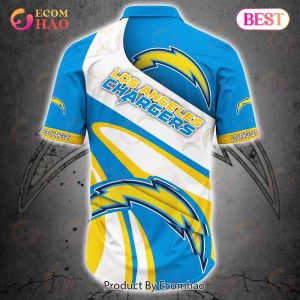 SALE NFL Los Angeles Chargers Button Up Shirt Short Sleeve Big Logo