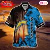 SALE NFL Los Angeles Chargers Button Up Shirt Short Sleeve Big Logo
