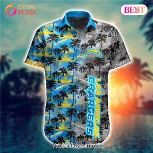SALE NFL Los Angeles Chargers Hawaiian Shirt Palm Tree Pattern