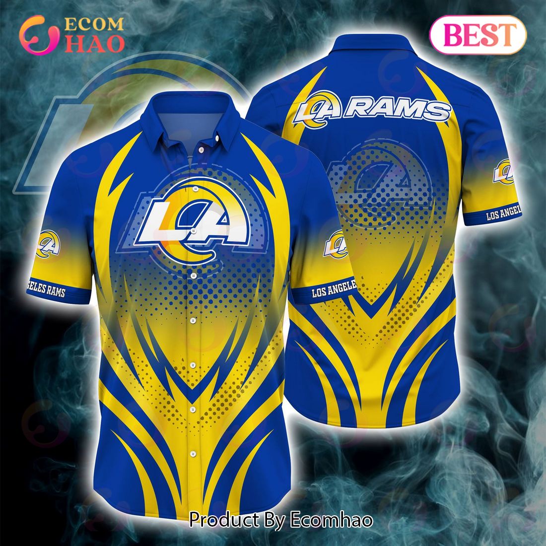 SALE NFL Los Angeles Rams Hawaiian Shirt Mascot Customize Your Name