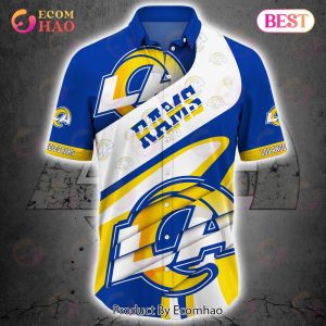 SALE NFL Los Angeles Rams Button Up Shirt Short Sleeve Big Logo