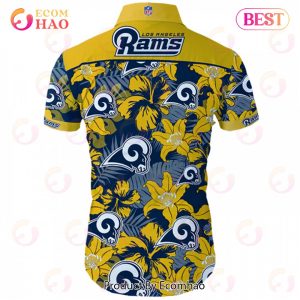 SALE NFL Los Angeles Rams Hawaiian Shirt Tropical Flower Short Sleeve