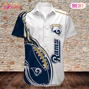 SALE NFL Los Angeles Rams Hawaiian Shirt Fireball Button Short Sleeve
