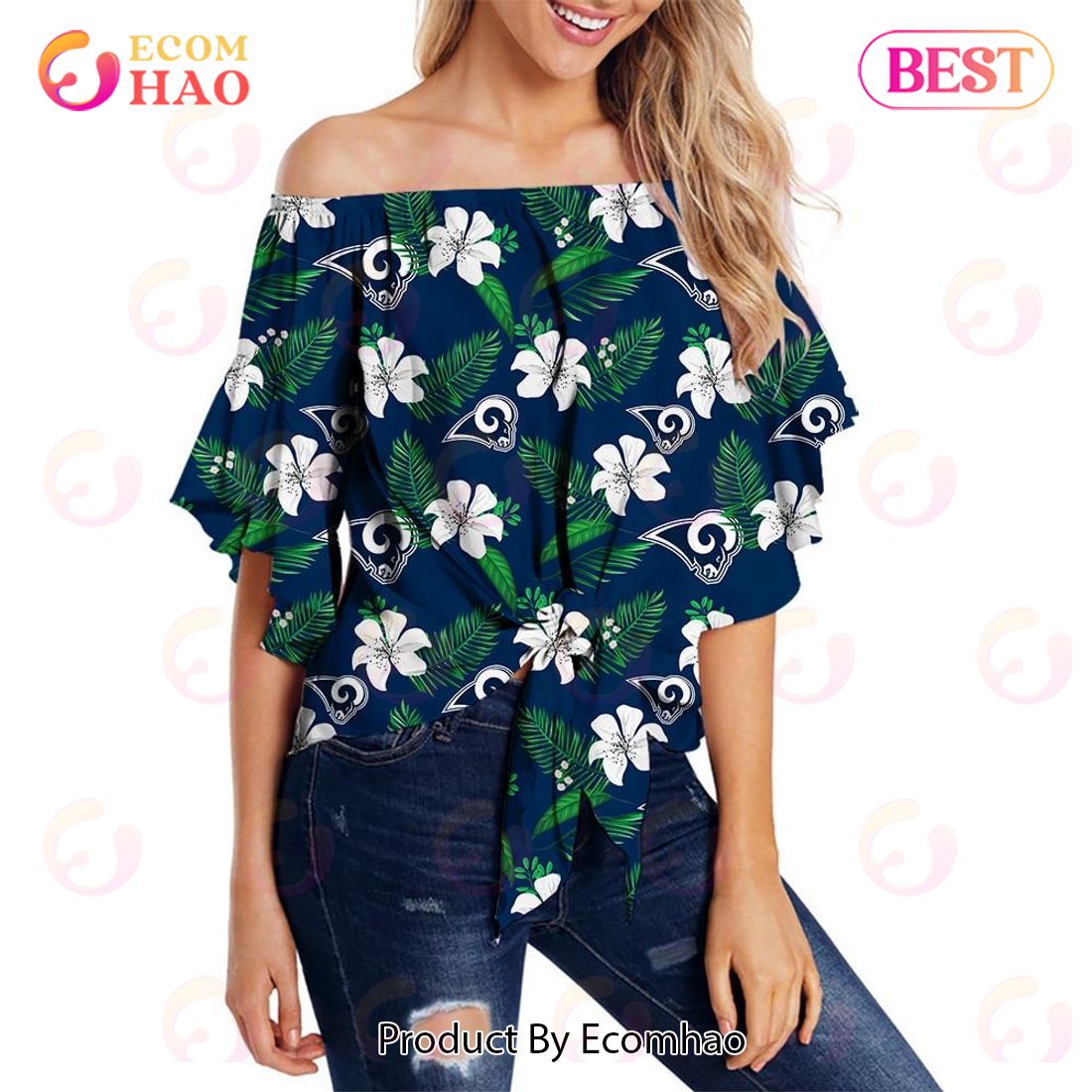 SALE NFL Los Angeles Rams Hawaiian Shirt Mascot Customize Your Name