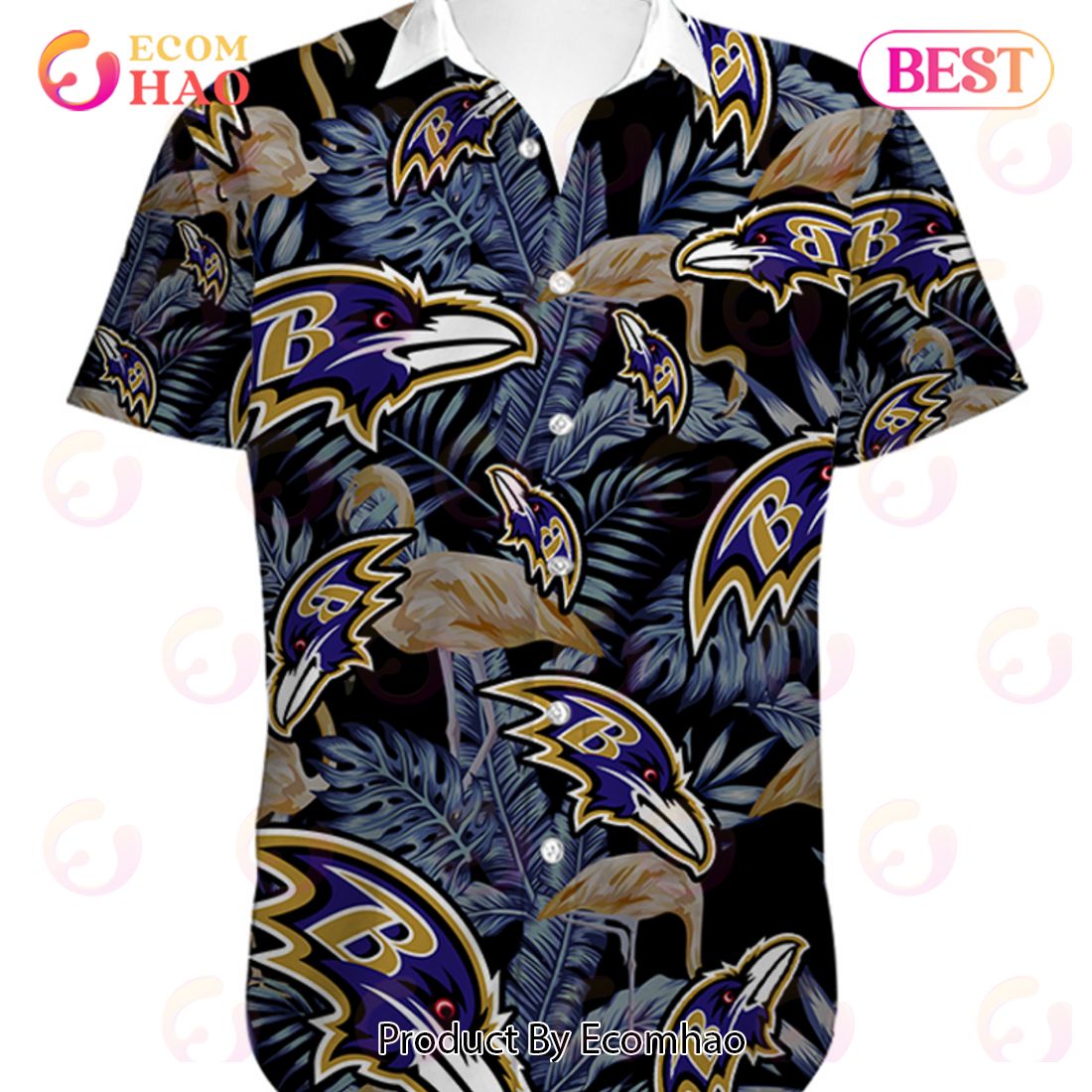 SALE NFL Men’s Baltimore Ravens Hawaiian Shirt Button Up