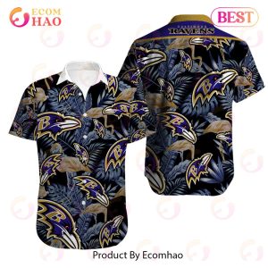 SALE NFL Men’s Baltimore Ravens Hawaiian Shirt Tropical