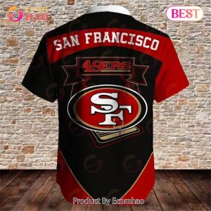 SALE NFL Men’s San Francisco 49ers Hawaiian Shirt Fireball Button Short Sleeve