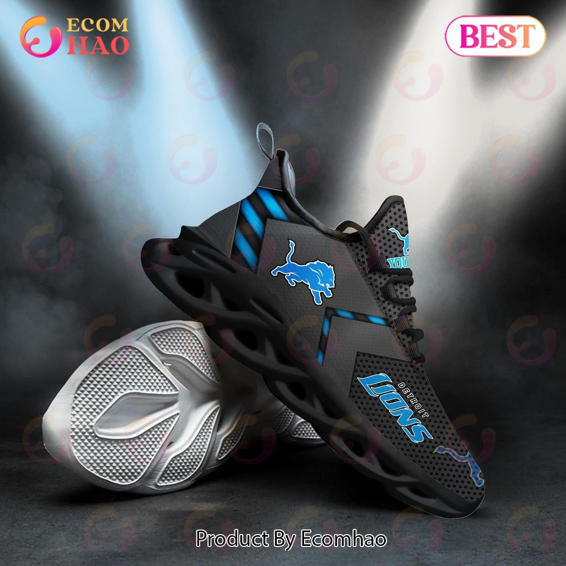 NFL Detroit Lions Clunky Sneakers Custom Your Name Gifts For Fan