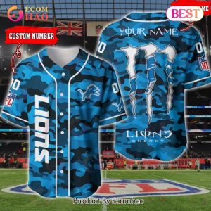 NFL Detroit Lions Baseball Jersey Camo Shirt Perfect Gift