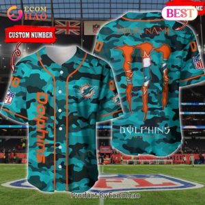 NFL Miami Dolphins Baseball Jersey Camo Shirt Perfect Gift