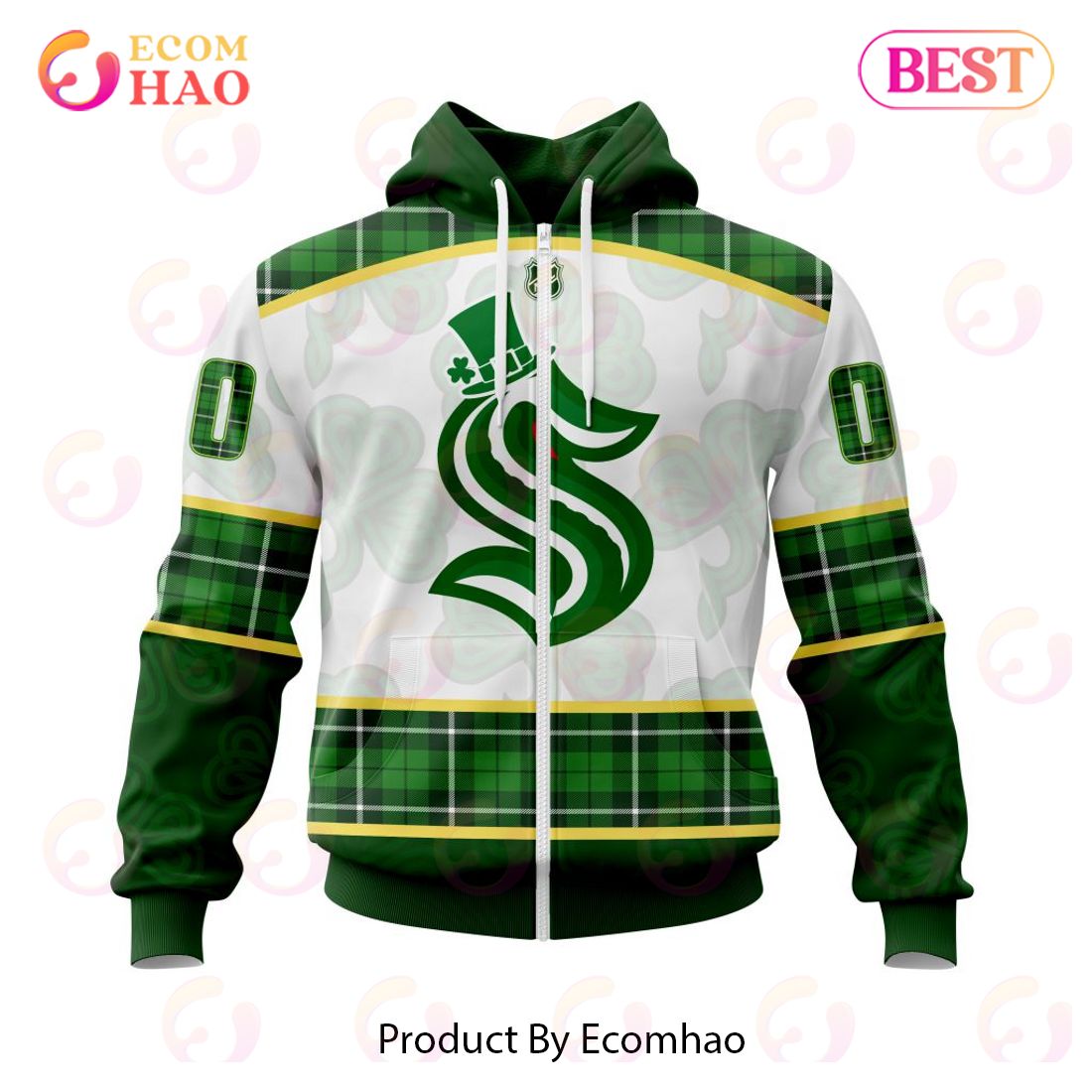 Personalized NHL Seattle Kraken St.Patrick Days Concepts 3D Hoodie