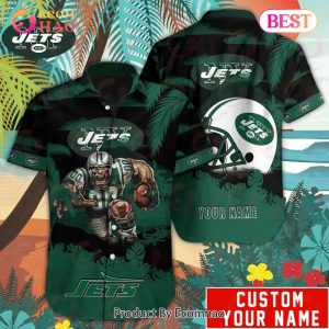 SALE NFL New York Jets Hawaiian Shirt Mascot Customize Your Name