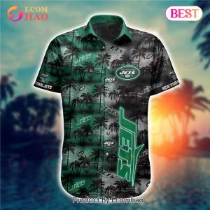 SALE NFL New York Jets Hawaiian Shirt Palm Tree Pattern