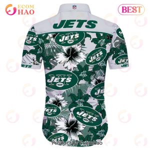 SALE NFL New York Jets Hawaiian Shirt Tropical Flower Short Sleeve