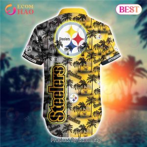 SALE NFL Pittsburgh Steelers Hawaiian Shirt Palm Trees Pattern