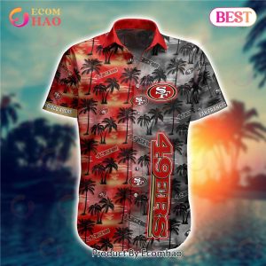 SALE NFL San Francisco 49ers Hawaiian Shirt Palm Trees Pattern SALE NFL San Francisco 49ers Hawaiian Shirt Palm Trees Pattern