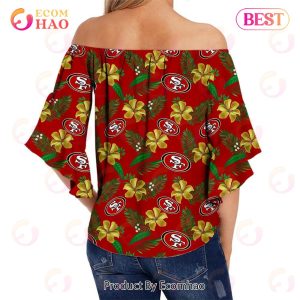 SALE NFL San Francisco 49ers Womens Shirt Floral Printed Strapless Short Sleeve