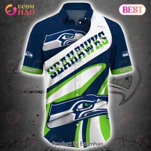 SALE NFL Seattle Seahawks Button Up Shirt Short Sleeve Big Logo SALE NFL Seattle Seahawks Button Up Shirt Short Sleeve Big Logo