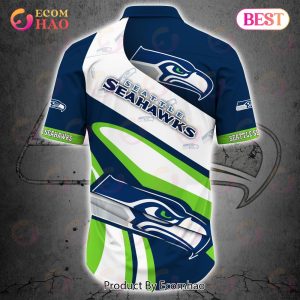 SALE NFL Seattle Seahawks Button Up Shirt Short Sleeve Big Logo