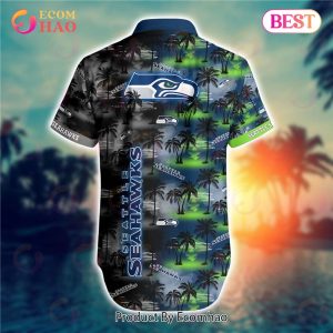 SALE NFL Seattle Seahawks Hawaiian Shirt Palm Trees Pattern