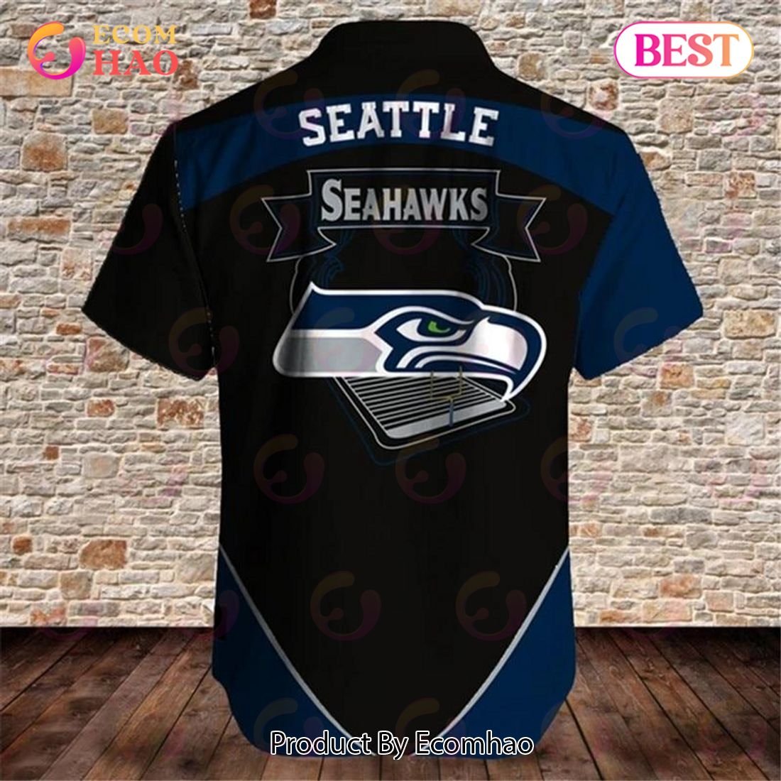 SALE NFL Seattle Seahawks Hawaiian Shirt Fireball Button Short Sleeve