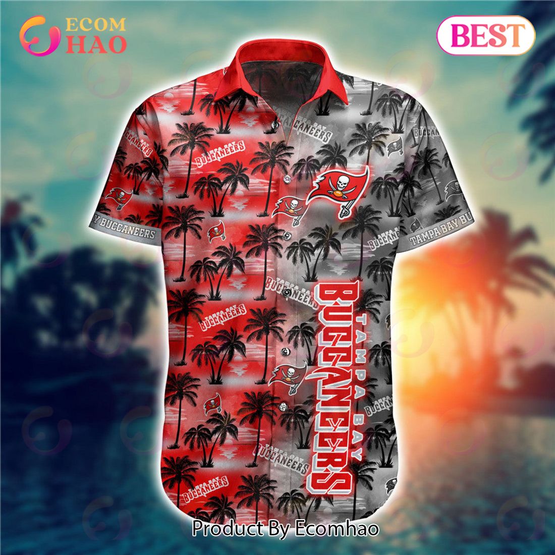 SALE NFL Tampa Bay Buccaneers Hawaiian Shirt Palm Trees Pattern