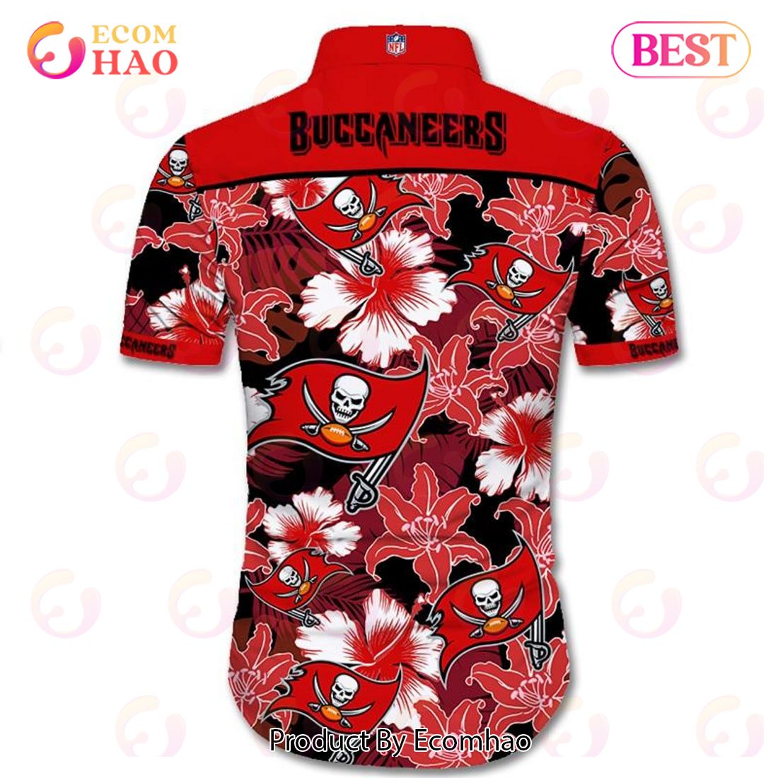 SALE NFL Tampa Bay Buccaneers Hawaiian Shirt Tropical Flower Short Sleeve