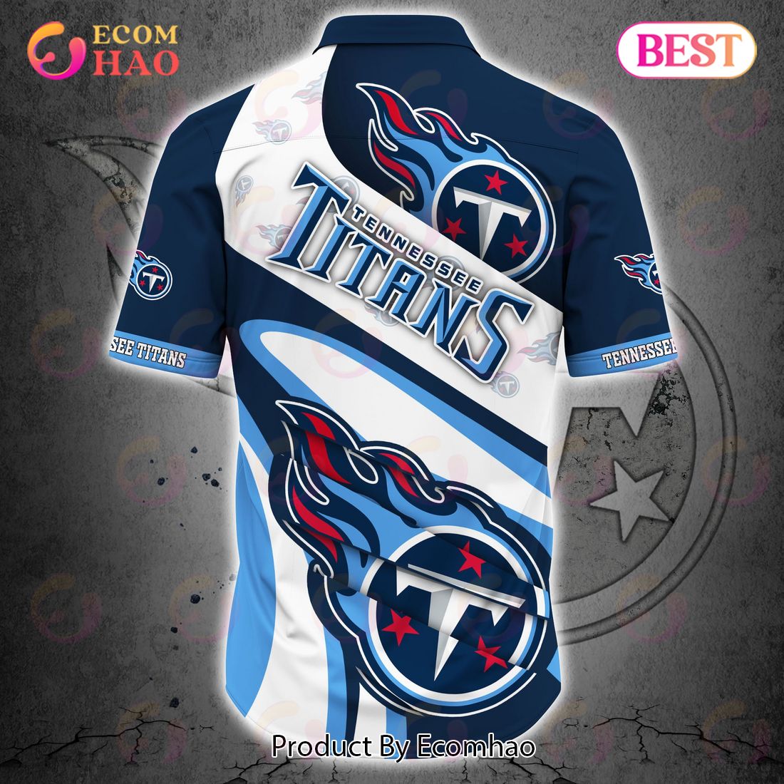 SALE NFL Tennessee Titans Button Up Shirt Short Sleeve Big Logo