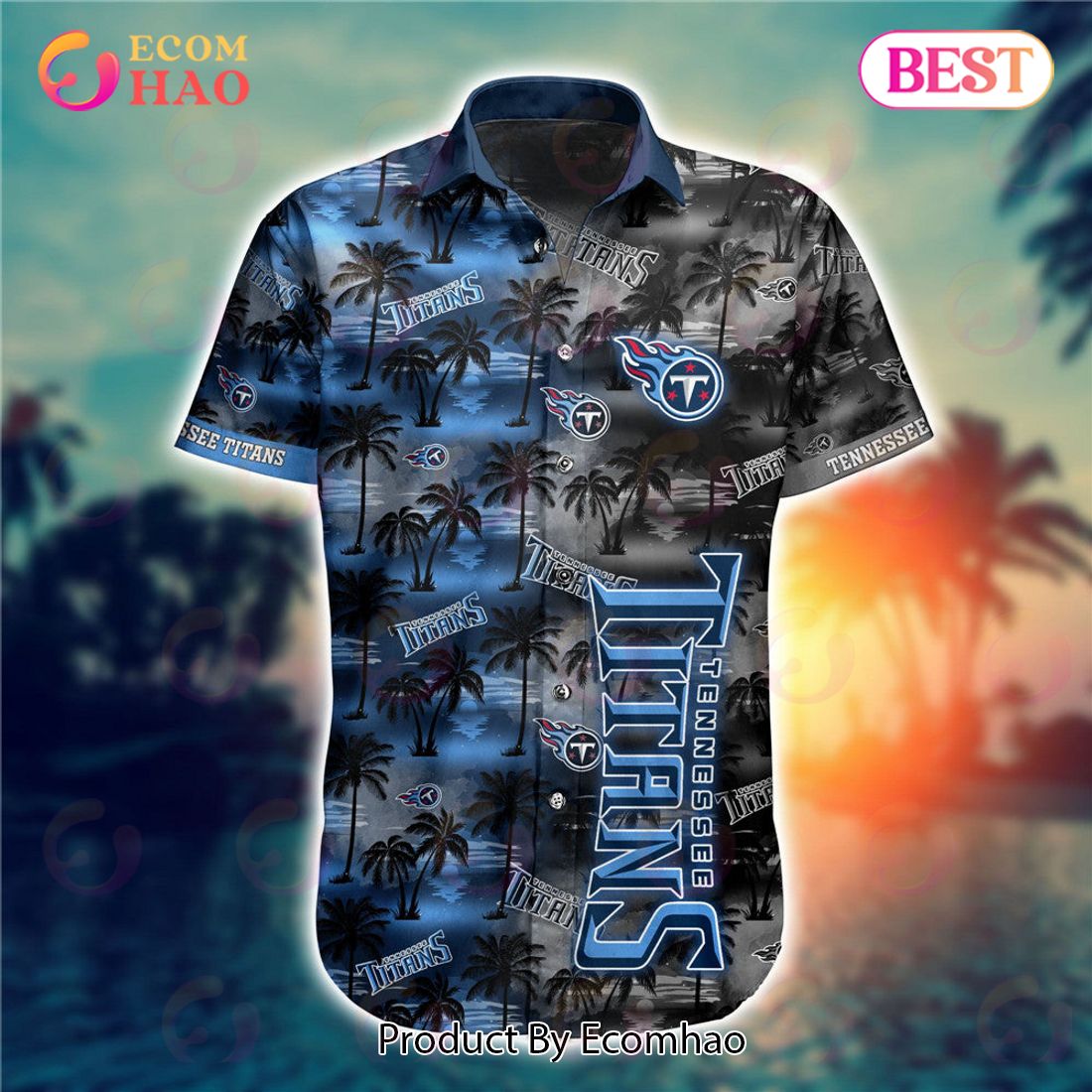 SALE NFL Tennessee Titans Hawaiian Shirt Palm Trees Pattern