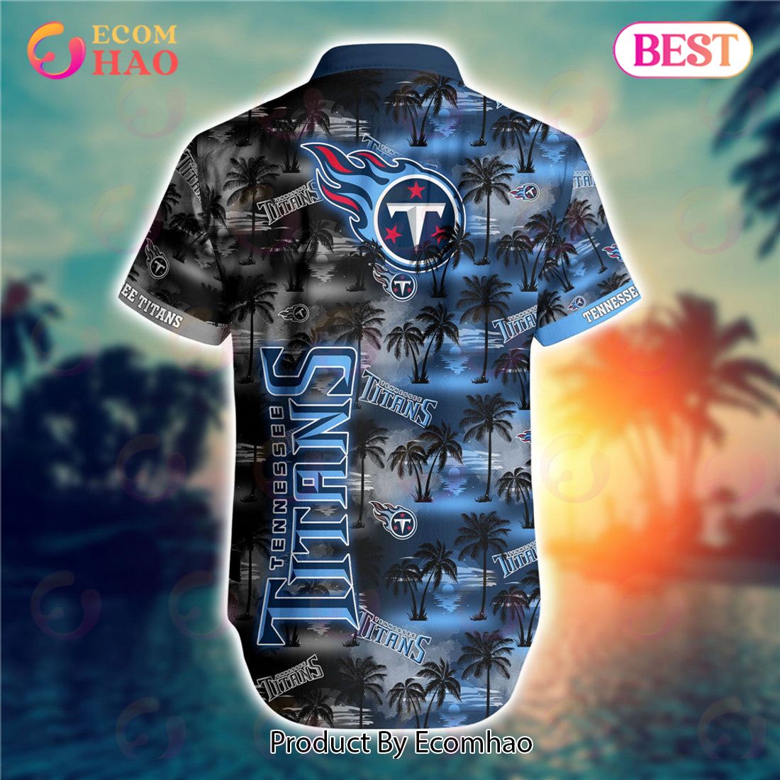 SALE NFL Tennessee Titans Hawaiian Shirt Palm Trees Pattern