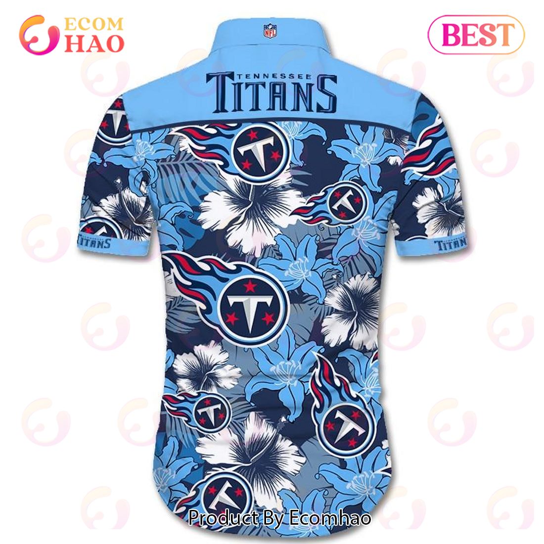 SALE NFL Tennessee Titans Hawaiian Shirt Tropical Flower Short Sleeve