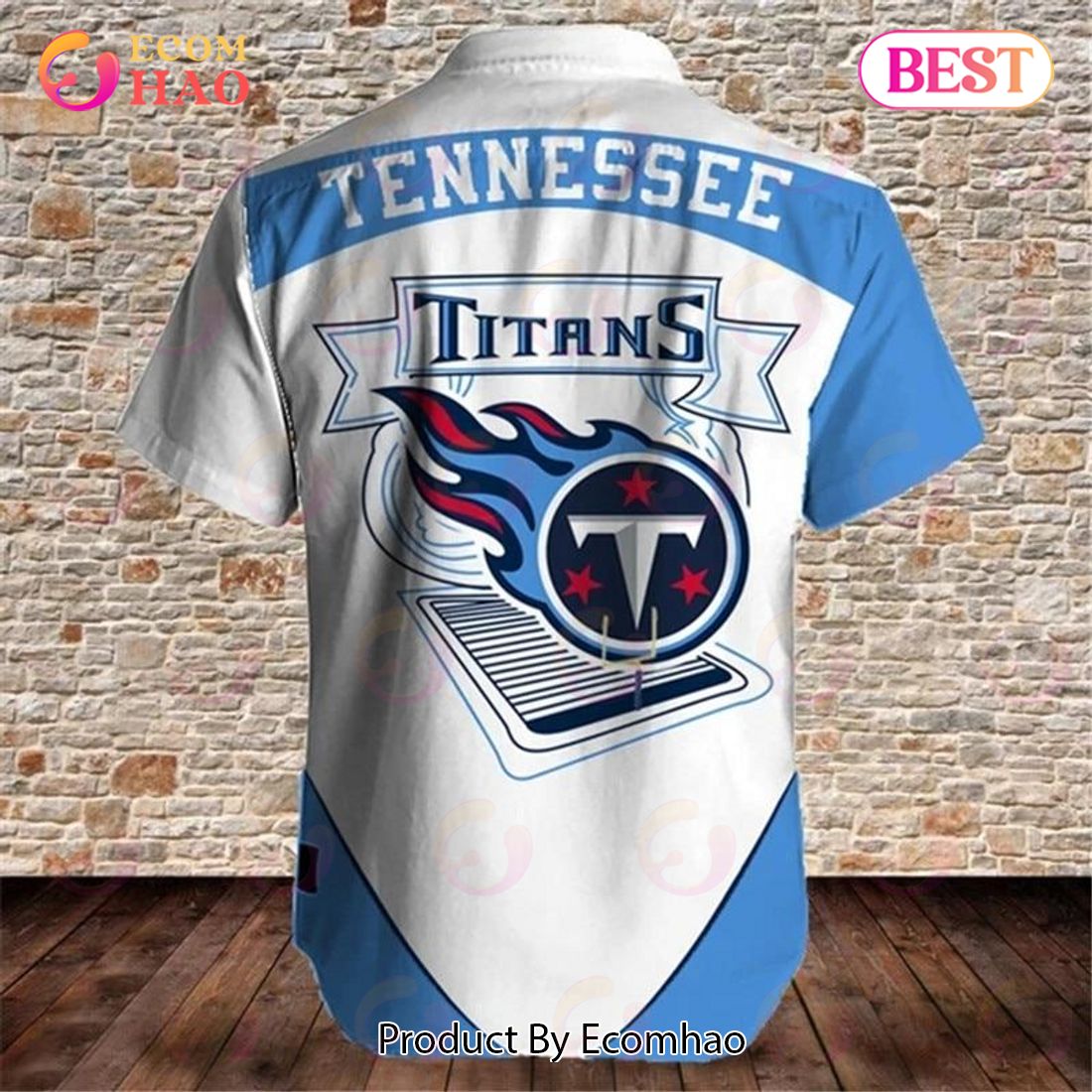 SALE NFL Tennessee Titans Men’s Shirt Fireball Button Short Sleeve