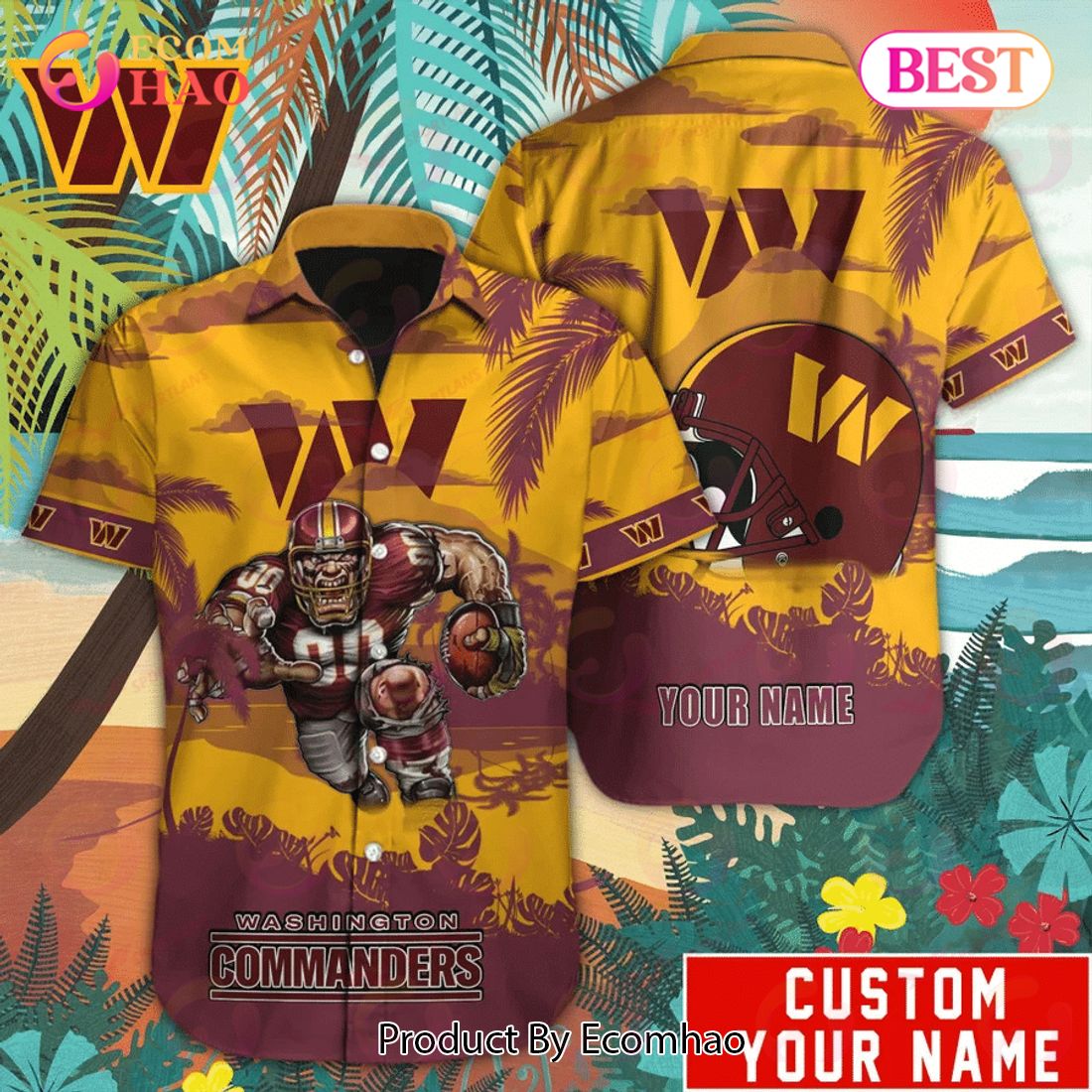 Personalized Name Washington Commanders NFL Flower Pineapple