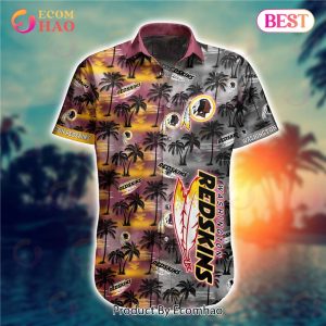SALE NFL Washington Commanders Hawaiian Shirt Palm Tree Pattern SALE NFL Washington Commanders Hawaiian Shirt Palm Tree Pattern