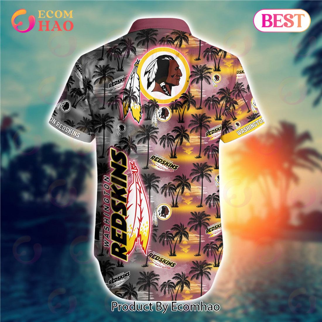 SALE NFL Men's Washington Redskins Hawaiian Shirt Fireball Button Short  Sleeve - Ecomhao Store