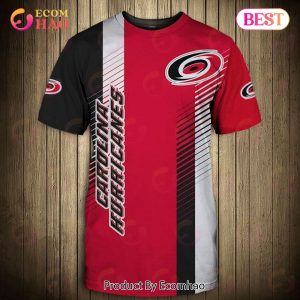 SALE NHL Carolina Hurricanes 3D T-Shirt Striped Short Sleeve
