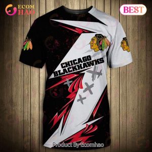SALE NHL Chicago Blackhawks 3D T-Shirt Graffiti Short Sleeve