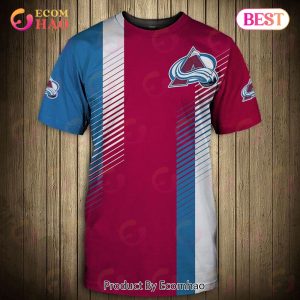 SALE NHL Colorado Avalanche 3D T-Shirt Striped Short Sleeve