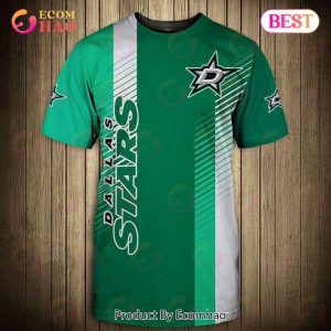 SALE NHL Dallas Stars 3D T-Shirt Striped Short Sleeve