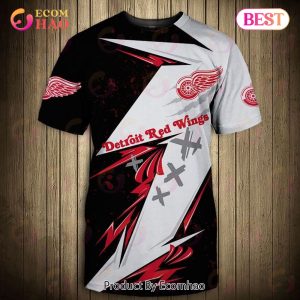 SALE NHL Men’s Detroit Red Wings 3D T-Shirt Graffiti Short Sleeve