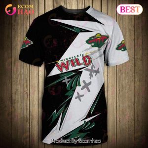 SALE NHL Men’s Minnesota Wild 3D T-Shirt Graffiti Short Sleeve