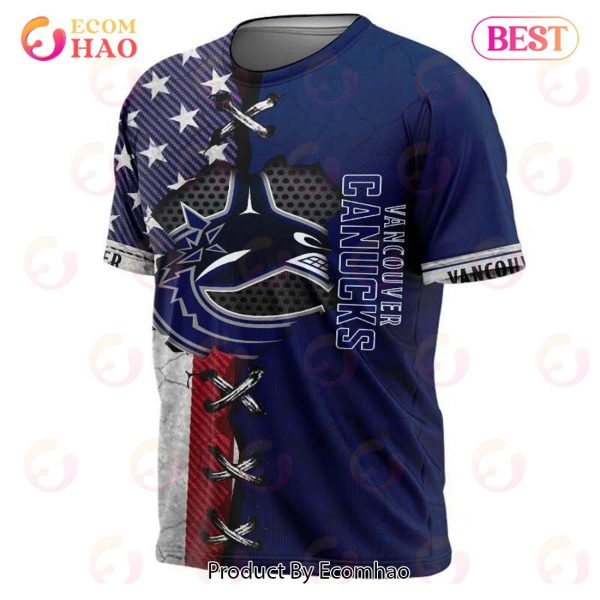SALE NHL Men’s Vancouver Canucks 3D T-Shirt Flag Print Short Sleeve