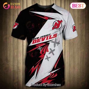 SALE NHL New Jersey Devils 3D T-Shirt Graffiti Short Sleeve