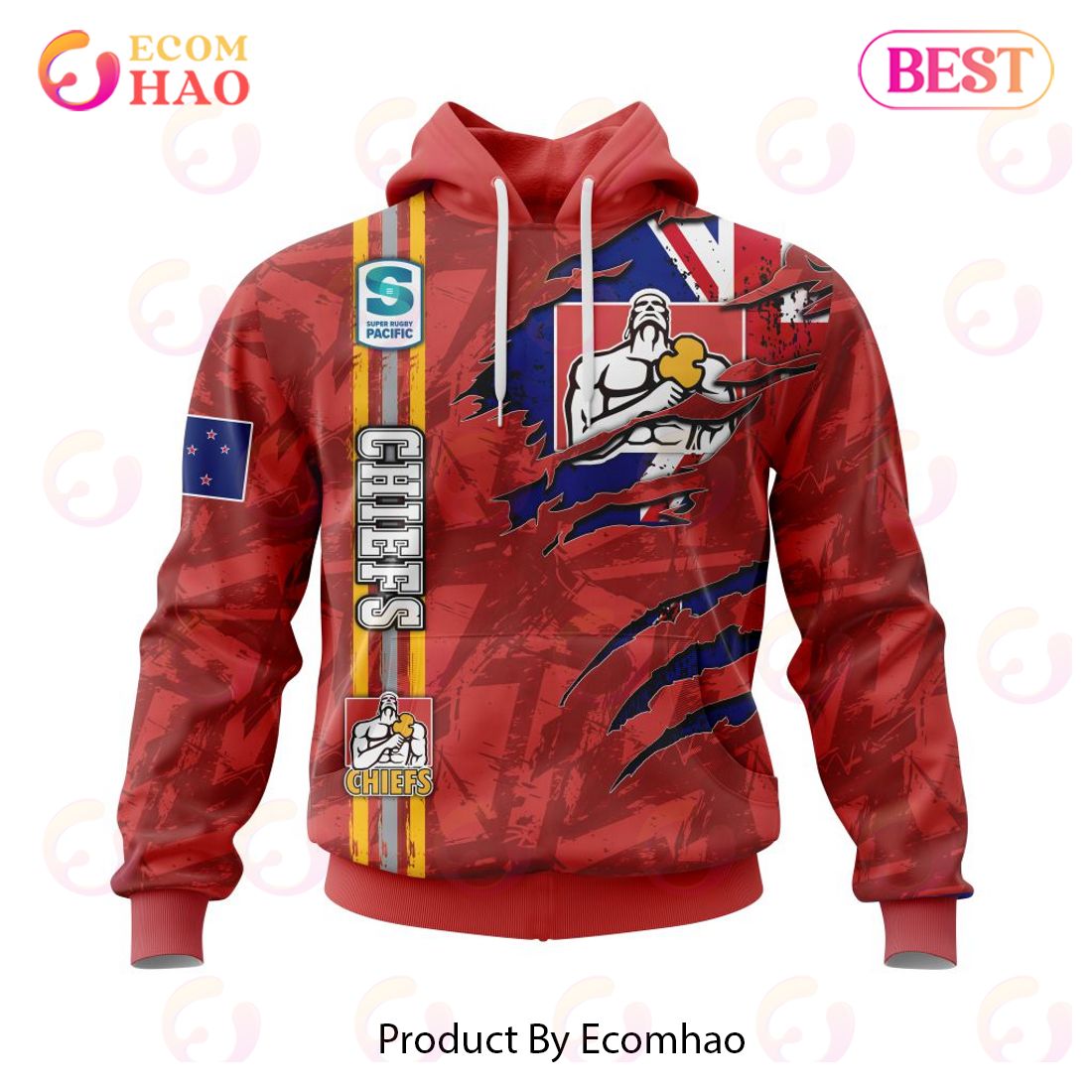 Super Rugby Gallagher Chiefs Specialized Jersey Concepts With National Flag 3D Hoodie