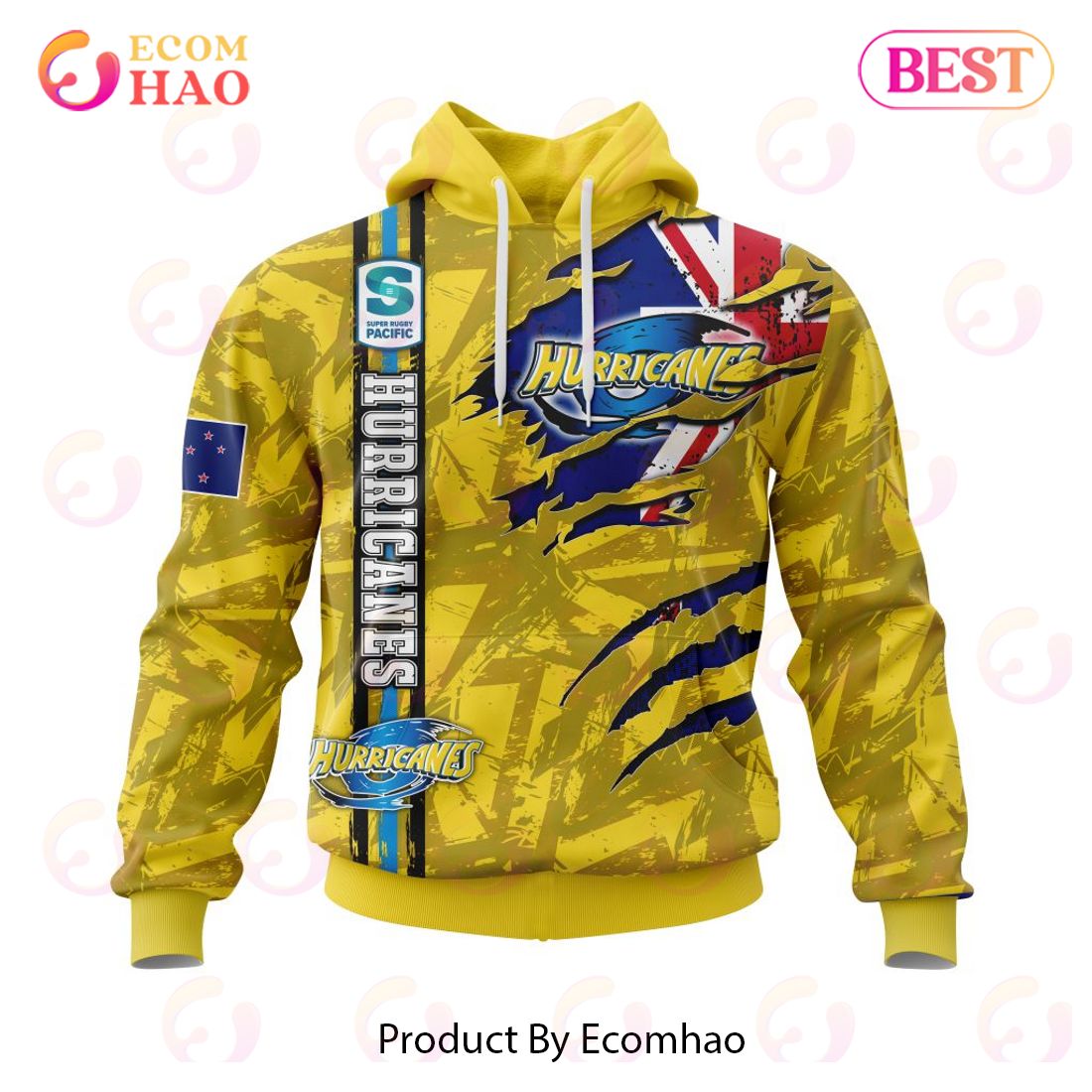 Super Rugby Wellington Hurricanes Specialized Jersey Concepts With National Flag 3D Hoodie