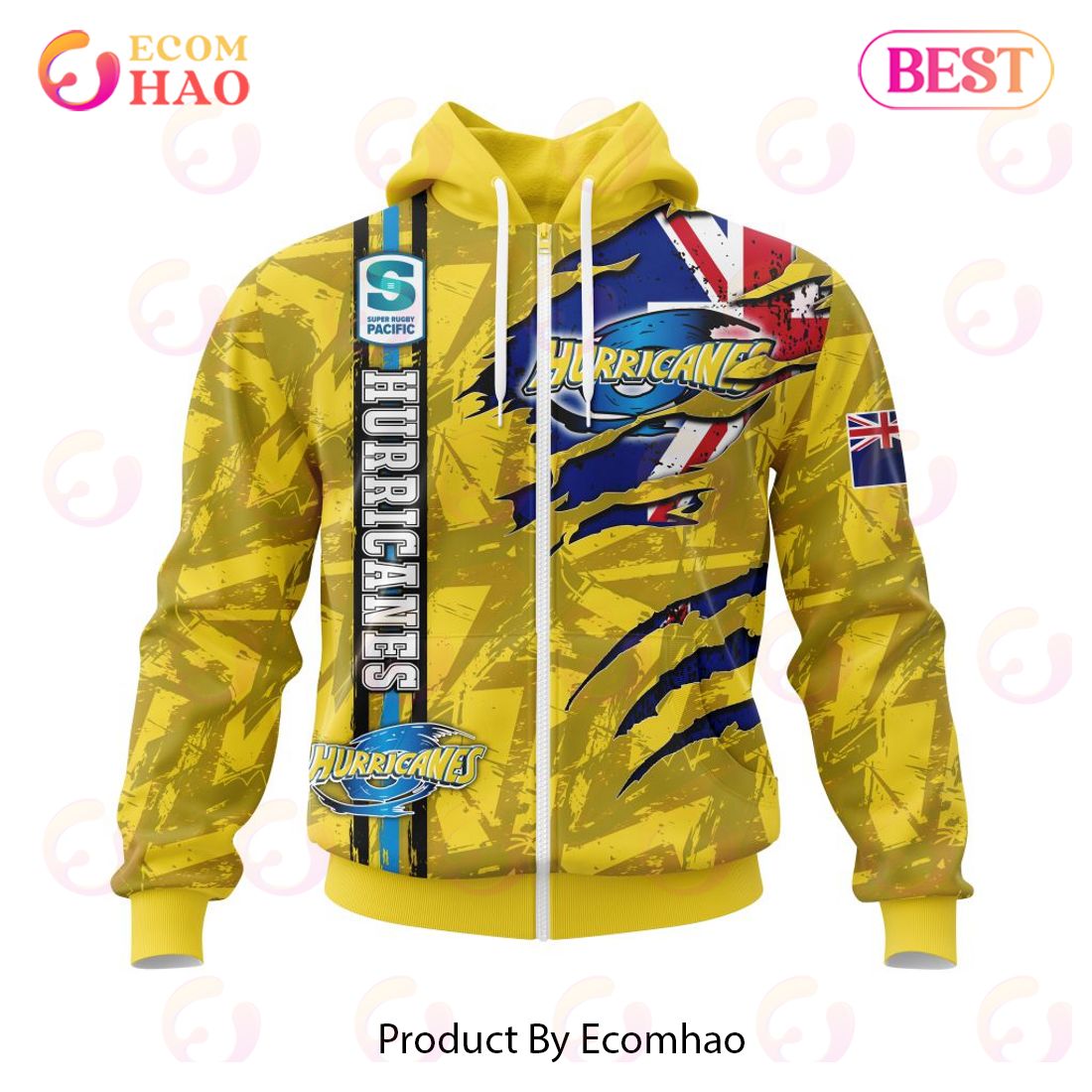 Super Rugby Wellington Hurricanes Specialized Jersey Concepts With National Flag 3D Hoodie